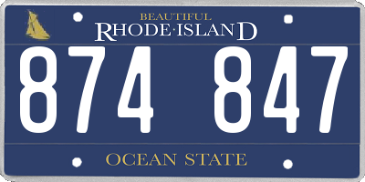 RI license plate 874847