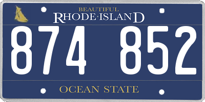RI license plate 874852