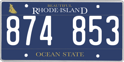 RI license plate 874853