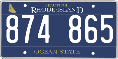 RI license plate 874865