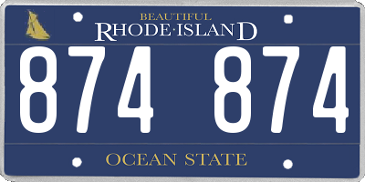 RI license plate 874874