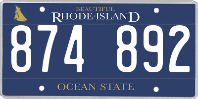 RI license plate 874892