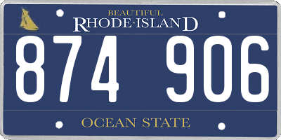 RI license plate 874906