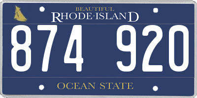 RI license plate 874920