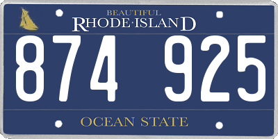 RI license plate 874925