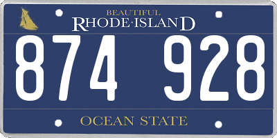 RI license plate 874928