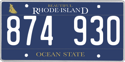 RI license plate 874930