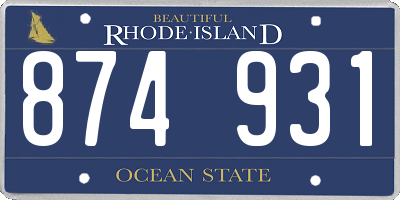 RI license plate 874931