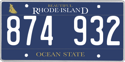 RI license plate 874932