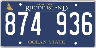 RI license plate 874936