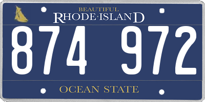 RI license plate 874972