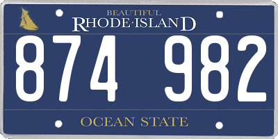 RI license plate 874982