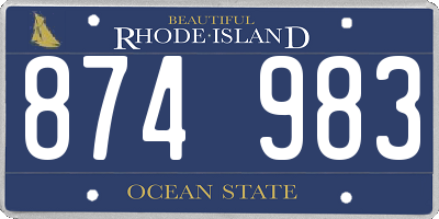 RI license plate 874983
