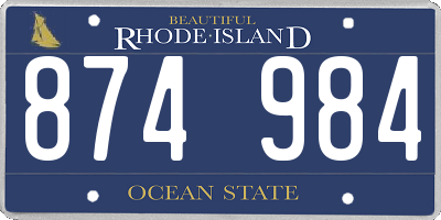 RI license plate 874984