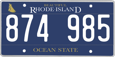 RI license plate 874985