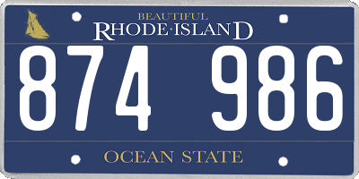 RI license plate 874986