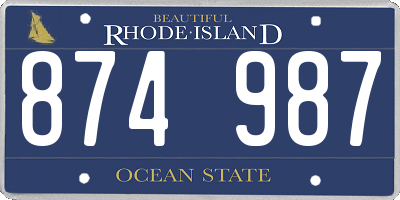RI license plate 874987
