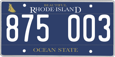RI license plate 875003