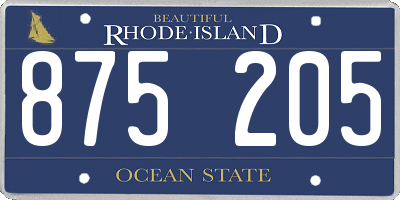 RI license plate 875205