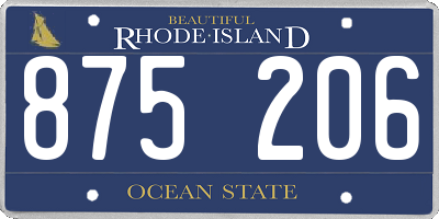 RI license plate 875206