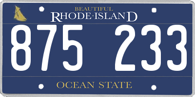 RI license plate 875233