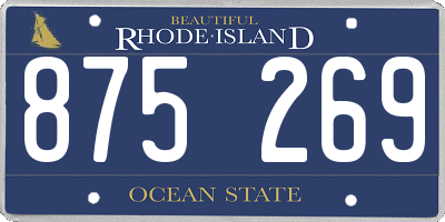 RI license plate 875269