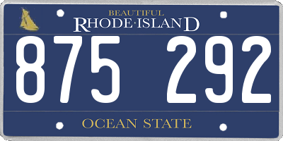 RI license plate 875292