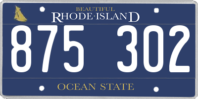 RI license plate 875302