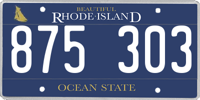RI license plate 875303