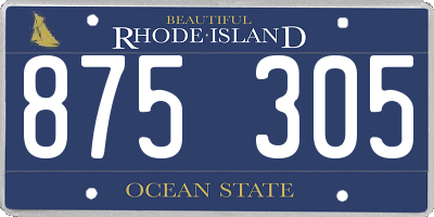 RI license plate 875305