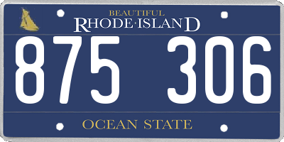 RI license plate 875306
