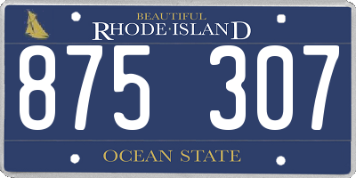 RI license plate 875307