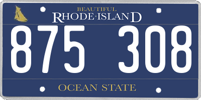 RI license plate 875308