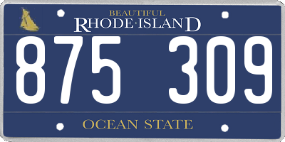 RI license plate 875309