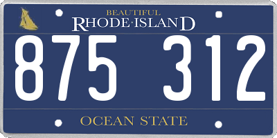 RI license plate 875312
