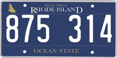 RI license plate 875314