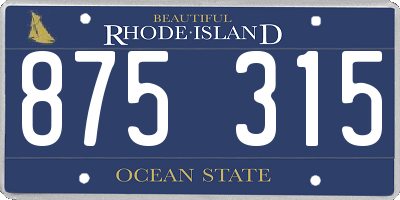 RI license plate 875315