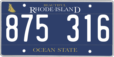 RI license plate 875316