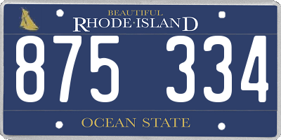 RI license plate 875334