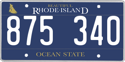 RI license plate 875340