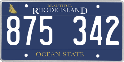 RI license plate 875342