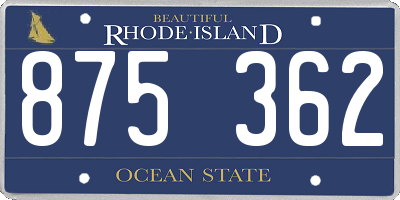 RI license plate 875362