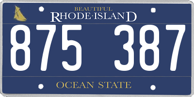 RI license plate 875387