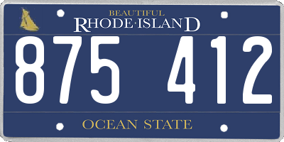 RI license plate 875412