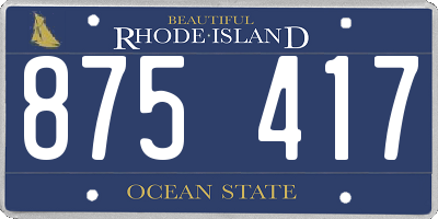 RI license plate 875417
