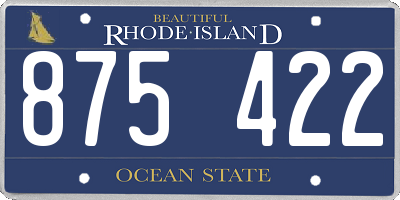 RI license plate 875422