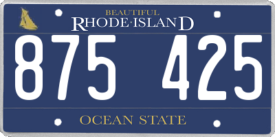 RI license plate 875425