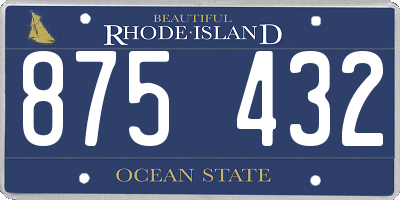 RI license plate 875432