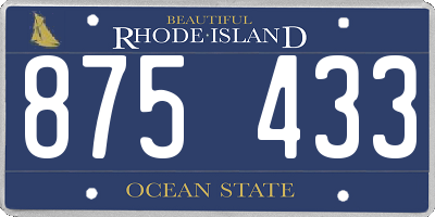 RI license plate 875433