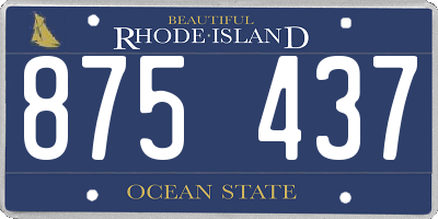 RI license plate 875437
